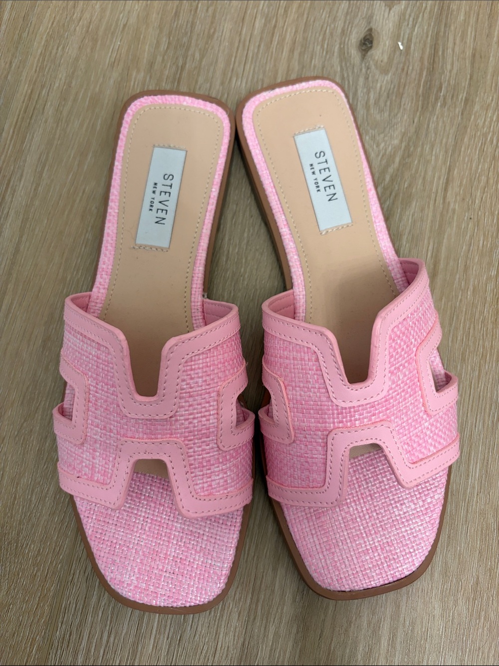 Seven7 Pink Woven Slide Mules